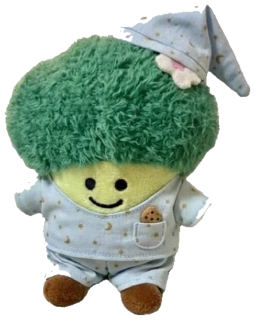 sleepy broccoli plushie